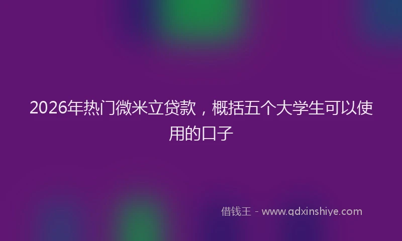 2026年热门微米立贷款，概括五个大学生可以使用的口子