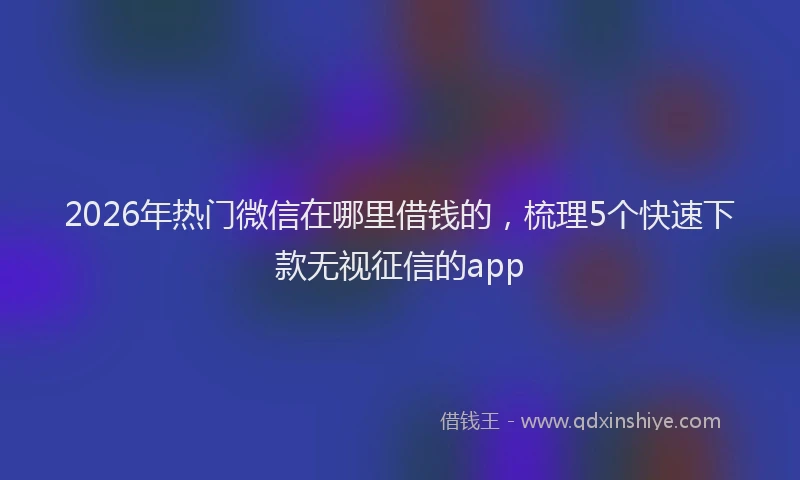 2026年热门微信在哪里借钱的，梳理5个快速下款无视征信的app