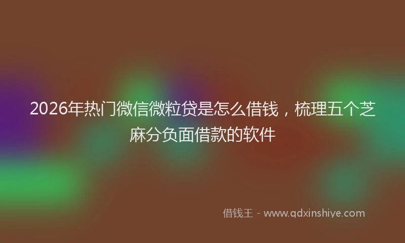 2026年热门微信微粒贷是怎么借钱，梳理五个芝麻分负面借款的软件