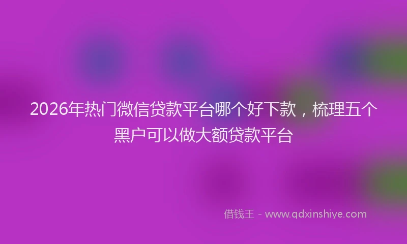 2026年热门微信贷款平台哪个好下款，梳理五个黑户可以做大额贷款平台
