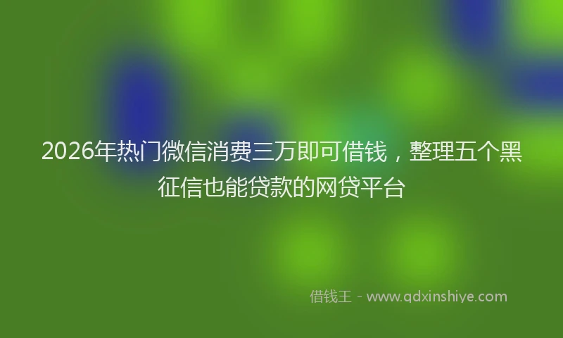 2026年热门微信消费三万即可借钱，整理五个黑征信也能贷款的网贷平台