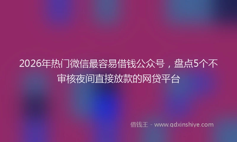 2026年热门微信最容易借钱公众号,盘点5个不审核夜间直接放款的网贷平台