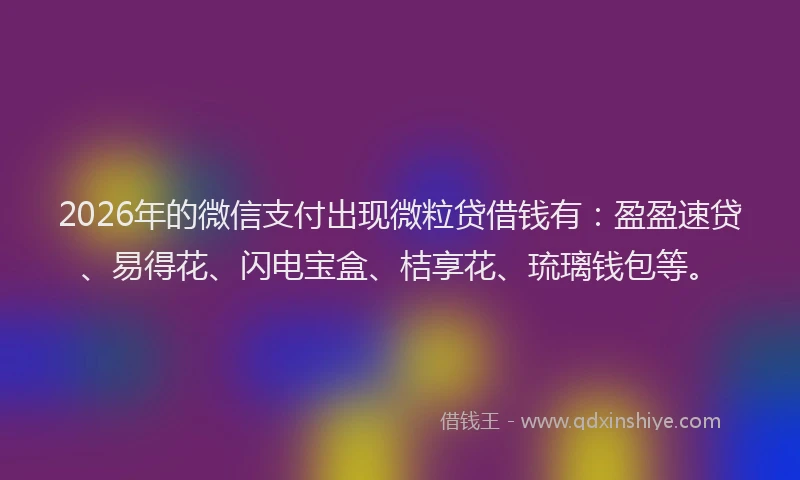 2026年的微信支付出现微粒贷借钱有:盈盈速贷、易得花、闪电宝盒、桔享花、琉璃钱包等。