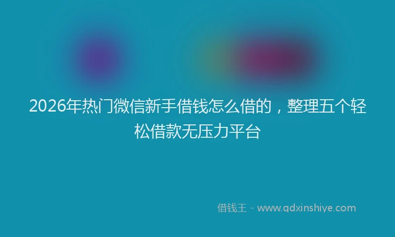 2026年热门微信新手借钱怎么借的,整理五个轻松借款无压力平台