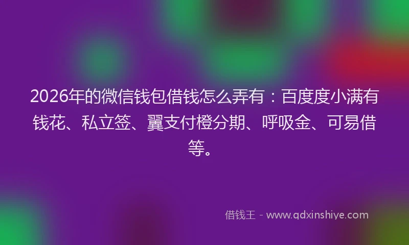 2026年的微信钱包借钱怎么弄有:百度度小满有钱花、私立签、翼支付橙分期、呼吸金、可易借等。
