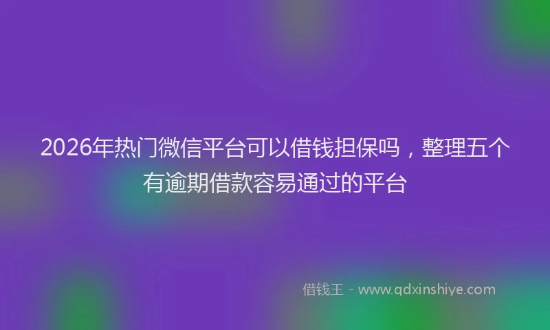 2026年热门微信平台可以借钱担保吗，整理五个有逾期借款容易通过的平台