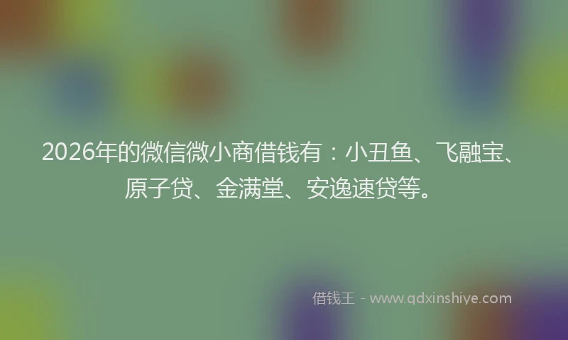 2026年的微信微小商借钱有：小丑鱼、飞融宝、原子贷、金满堂、安逸速贷等。