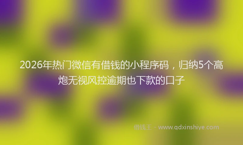 2026年热门微信有借钱的小程序码，归纳5个高炮无视风控逾期也下款的口子