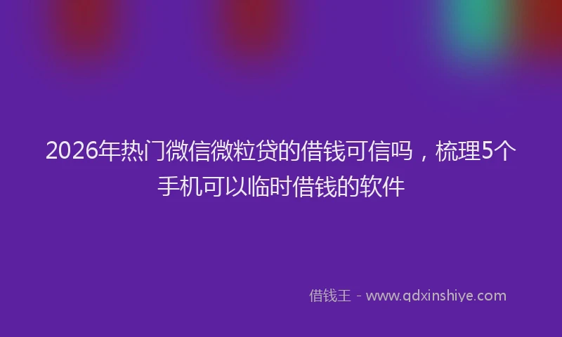 2026年热门微信微粒贷的借钱可信吗，梳理5个手机可以临时借钱的软件