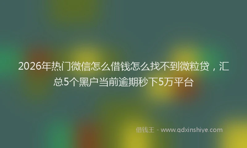 2026年热门微信怎么借钱怎么找不到微粒贷，汇总5个黑户当前逾期秒下5万平台