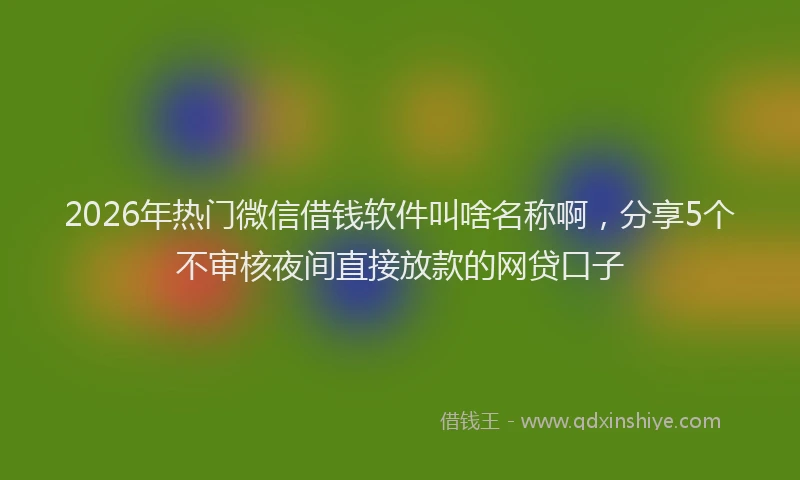 2026年热门微信借钱软件叫啥名称啊，分享5个不审核夜间直接放款的网贷口子