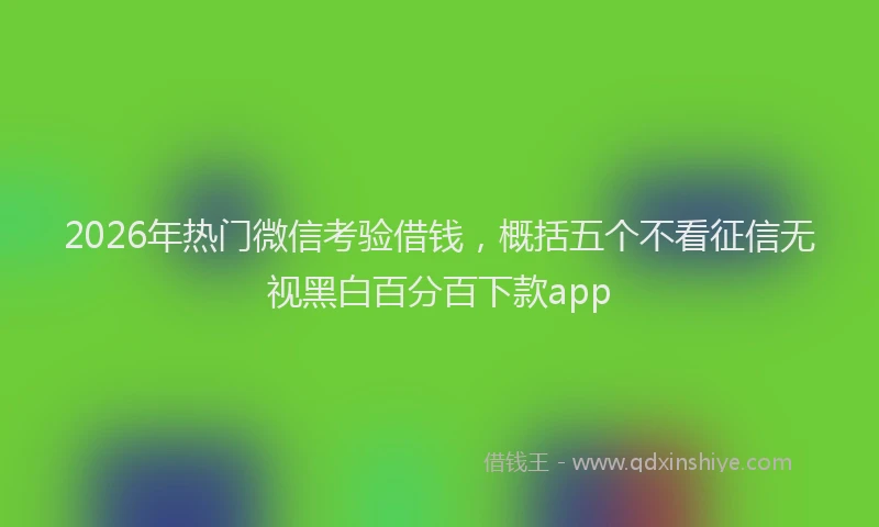 2026年热门微信考验借钱，概括五个不看征信无视黑白百分百下款app