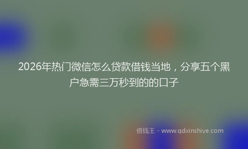 2026年热门微信怎么贷款借钱当地，分享五个黑户急需三万秒到的的口子
