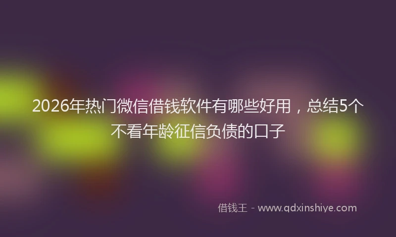 2026年热门微信借钱软件有哪些好用，总结5个不看年龄征信负债的口子