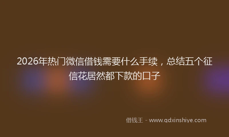2026年热门微信借钱需要什么手续，总结五个征信花居然都下款的口子