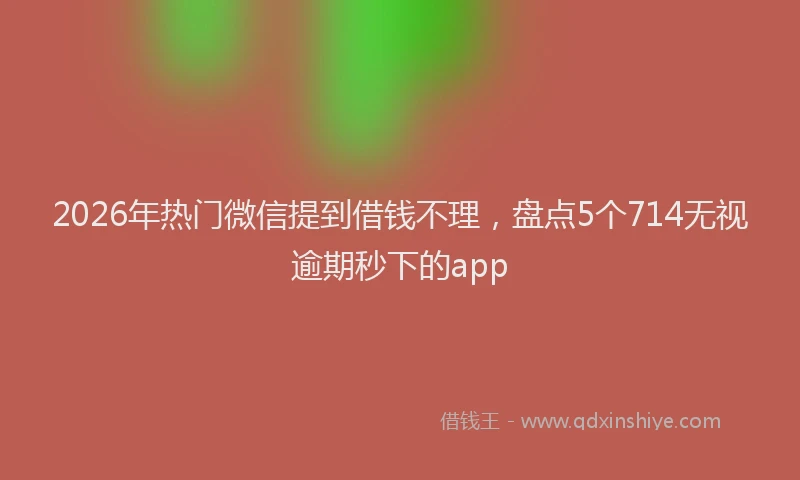2026年热门微信提到借钱不理，盘点5个714无视逾期秒下的app