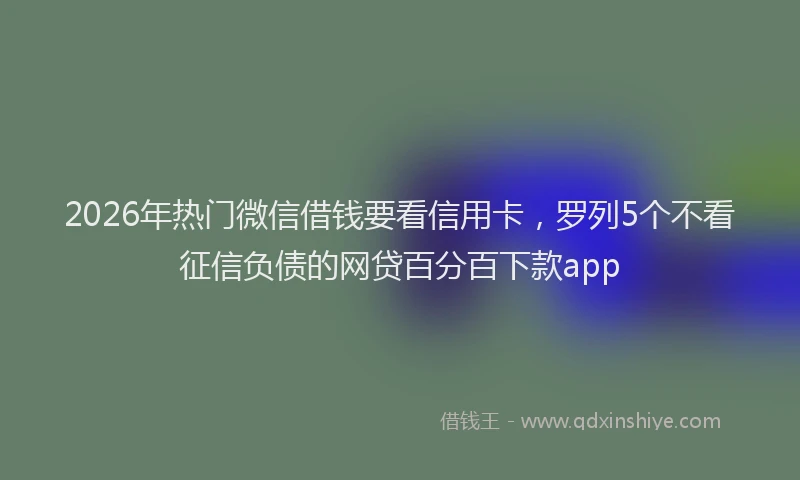 2026年热门微信借钱要看信用卡，罗列5个不看征信负债的网贷百分百下款app