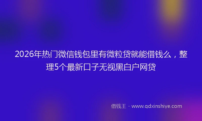 2026年热门微信钱包里有微粒贷就能借钱么，整理5个最新口子无视黑白户网贷