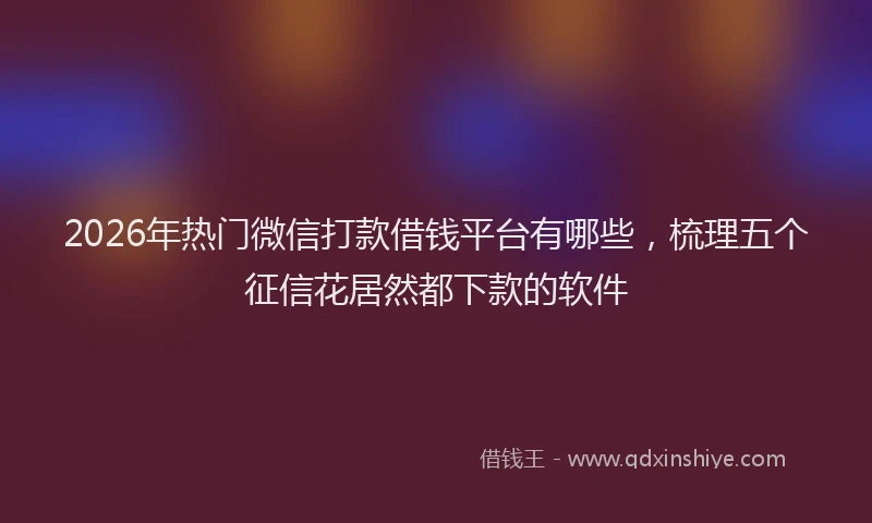 2026年热门微信打款借钱平台有哪些，梳理五个征信花居然都下款的软件