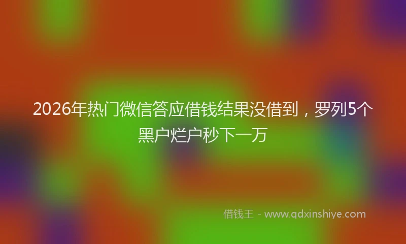 2026年热门微信答应借钱结果没借到，罗列5个黑户烂户秒下一万