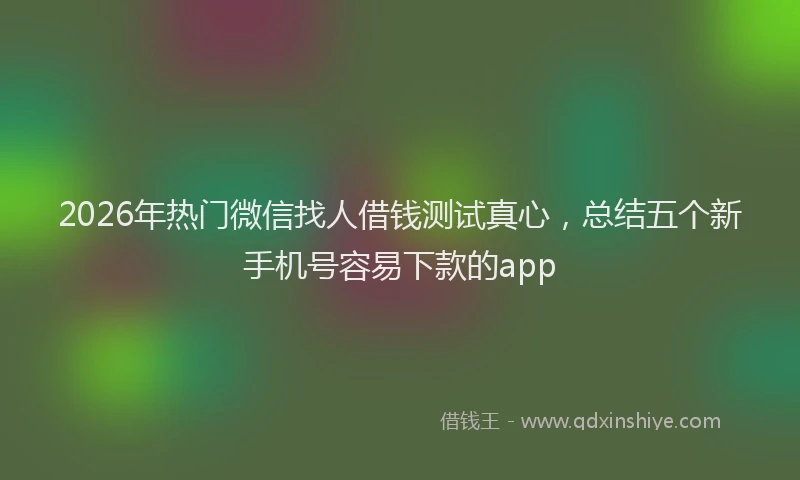 2026年热门微信找人借钱测试真心，总结五个新手机号容易下款的app