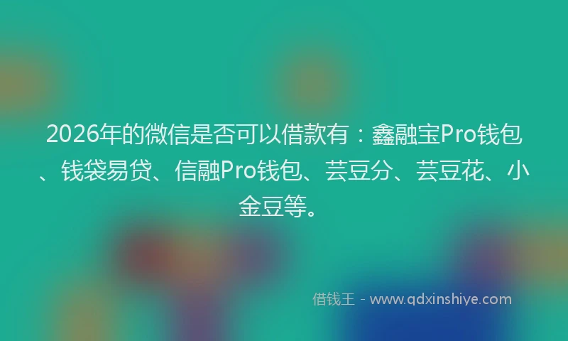 2026年的微信是否可以借款有：鑫融宝Pro钱包、钱袋易贷、信融Pro钱包、芸豆分、芸豆花、小金豆等。