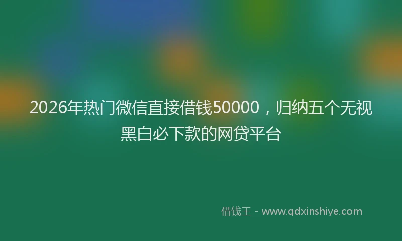 2026年热门微信直接借钱50000，归纳五个无视黑白必下款的网贷平台
