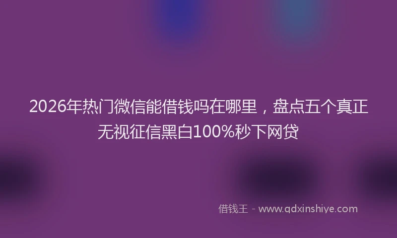 2026年热门微信能借钱吗在哪里，盘点五个真正无视征信黑白100%秒下网贷