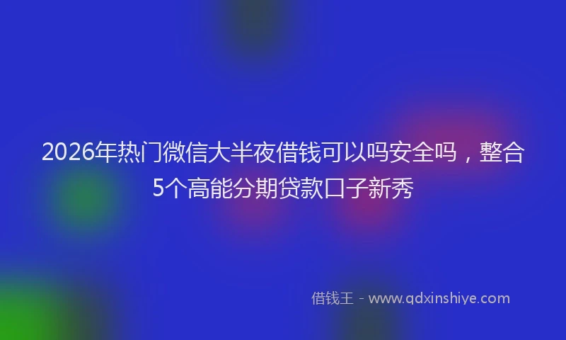 2026年热门微信大半夜借钱可以吗安全吗，整合5个高能分期贷款口子新秀