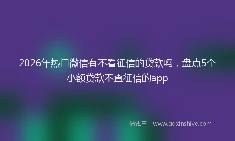 2026年热门微信有不看征信的贷款吗，盘点5个小额贷款不查征信的app