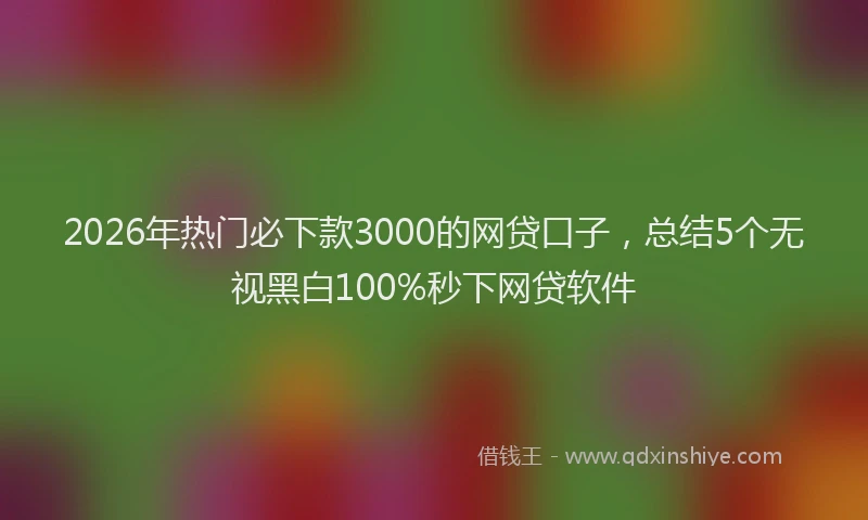 2026年热门必下款3000的网贷口子，总结5个无视黑白100%秒下网贷软件