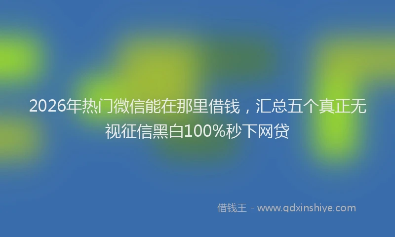 2026年热门微信能在那里借钱，汇总五个真正无视征信黑白100%秒下网贷