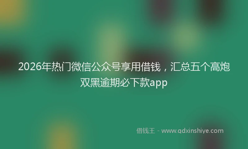 2026年热门微信公众号享用借钱，汇总五个高炮双黑逾期必下款app