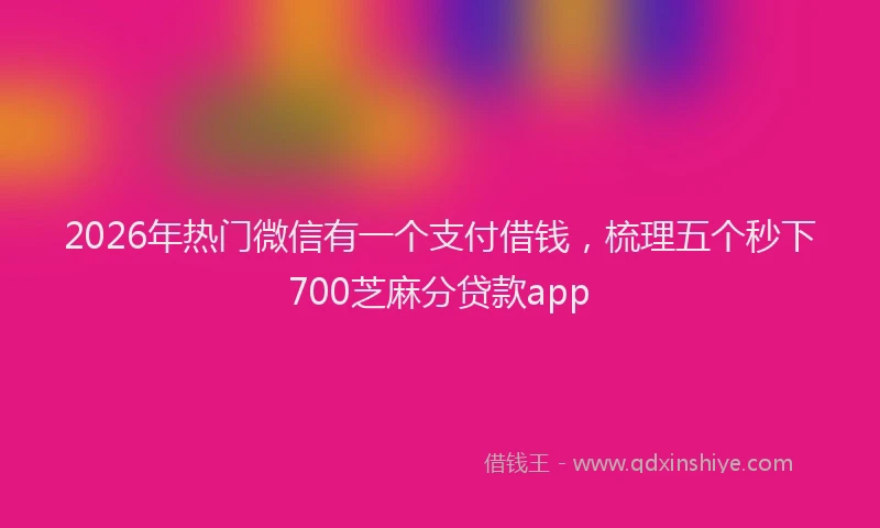 2026年热门微信有一个支付借钱，梳理五个秒下700芝麻分贷款app