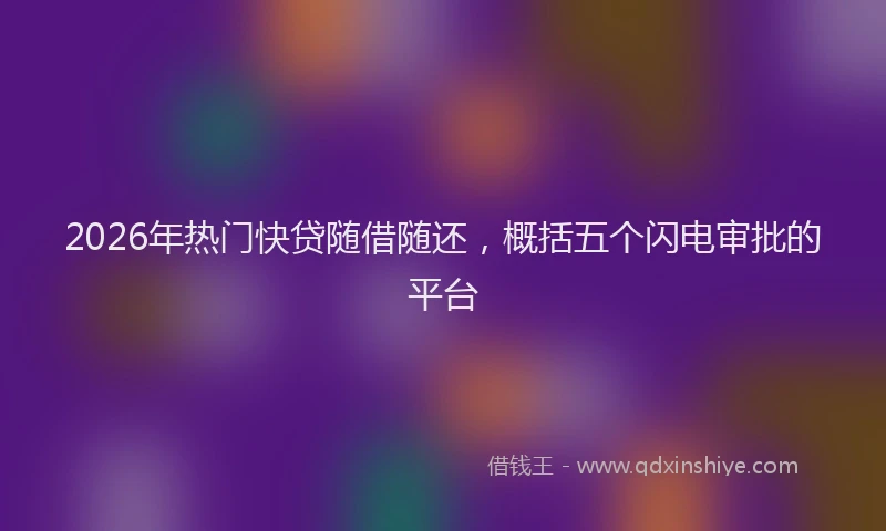 2026年热门快贷随借随还，概括五个闪电审批的平台