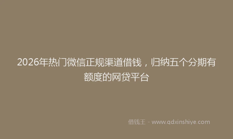 2026年热门微信正规渠道借钱，归纳五个分期有额度的网贷平台