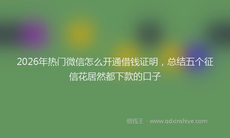 2026年热门微信怎么开通借钱证明，总结五个征信花居然都下款的口子