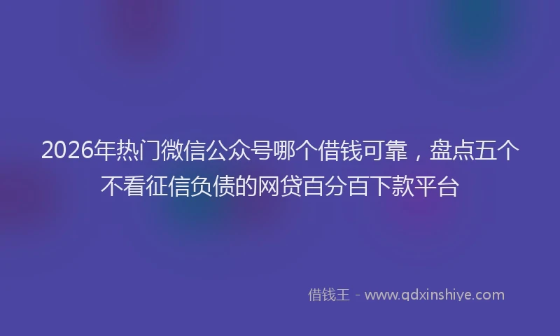 2026年热门微信公众号哪个借钱可靠，盘点五个不看征信负债的网贷百分百下款平台