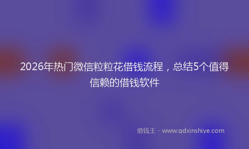 2026年热门微信粒粒花借钱流程，总结5个值得信赖的借钱软件