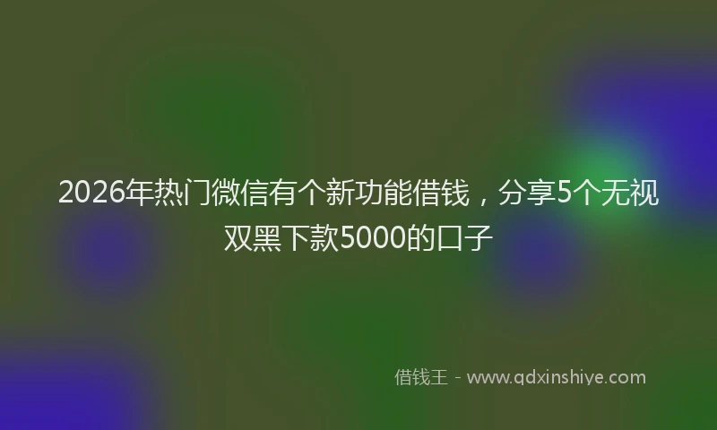 2026年热门微信有个新功能借钱，分享5个无视双黑下款5000的口子