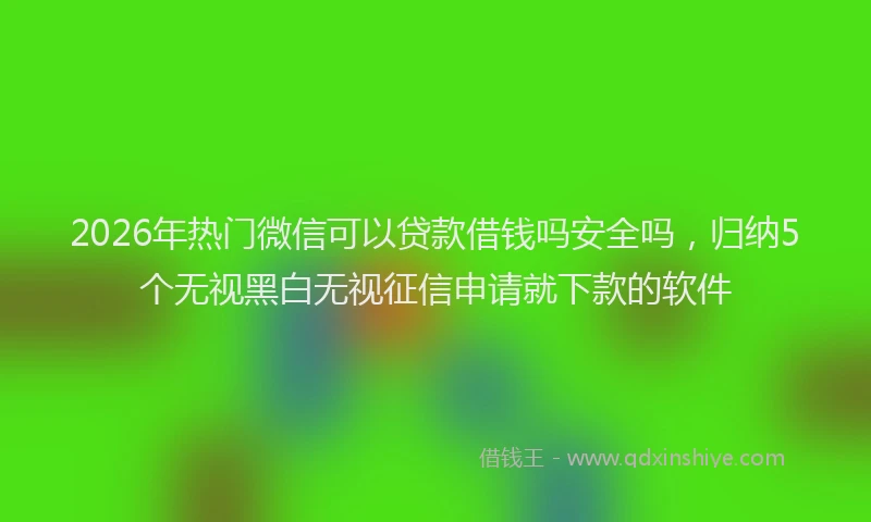 2026年热门微信可以贷款借钱吗安全吗，归纳5个无视黑白无视征信申请就下款的软件