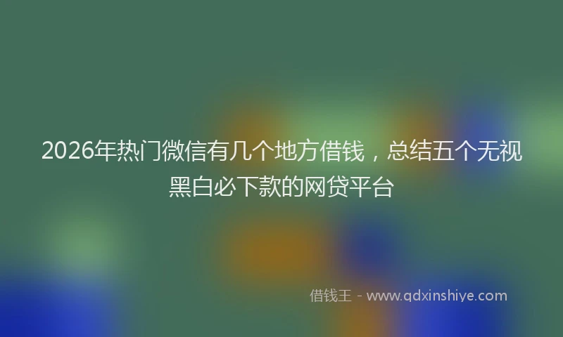 2026年热门微信有几个地方借钱，总结五个无视黑白必下款的网贷平台