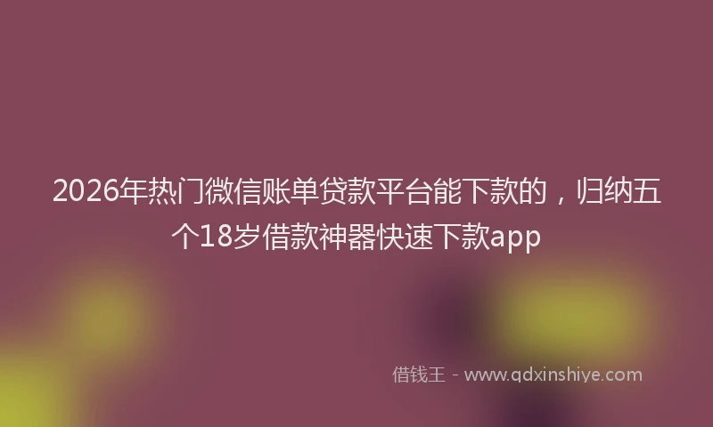 2026年热门微信账单贷款平台能下款的，归纳五个18岁借款神器快速下款app