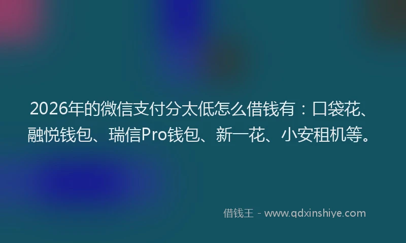 2026年的微信支付分太低怎么借钱有：口袋花、融悦钱包、瑞信Pro钱包、新一花、小安租机等。