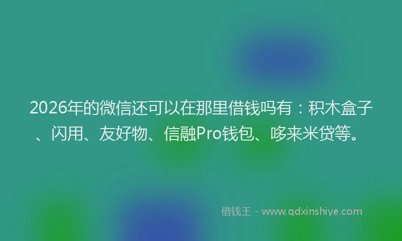 2026年的微信还可以在那里借钱吗有：积木盒子、闪用、友好物、信融Pro钱包、哆来米贷等。
