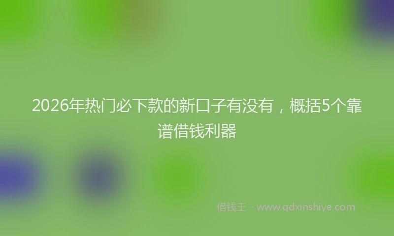 2026年热门必下款的新口子有没有，概括5个靠谱借钱利器