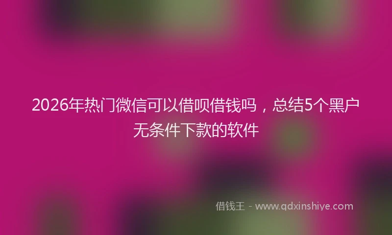 2026年热门微信可以借呗借钱吗，总结5个黑户无条件下款的软件