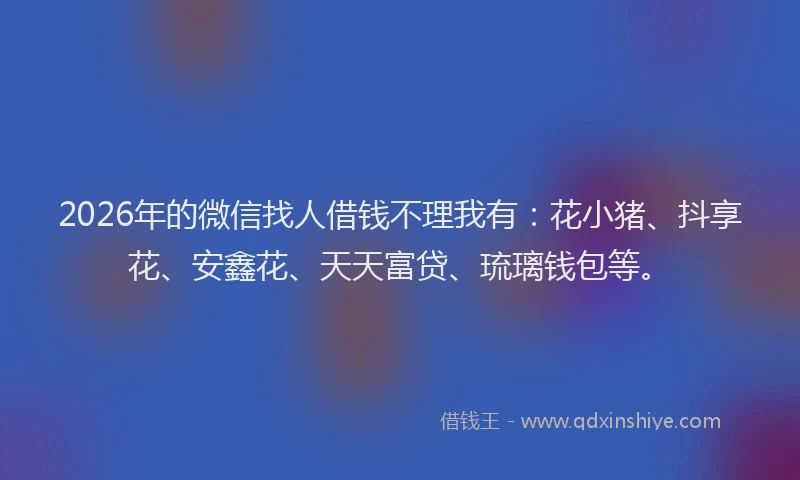 2026年的微信找人借钱不理我有：花小猪、抖享花、安鑫花、天天富贷、琉璃钱包等。