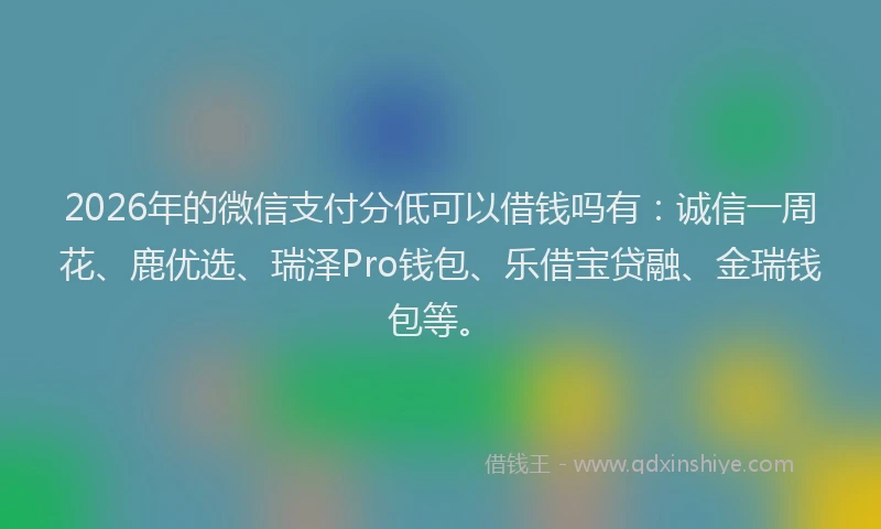 2026年的微信支付分低可以借钱吗有：诚信一周花、鹿优选、瑞泽Pro钱包、乐借宝贷融、金瑞钱包等。