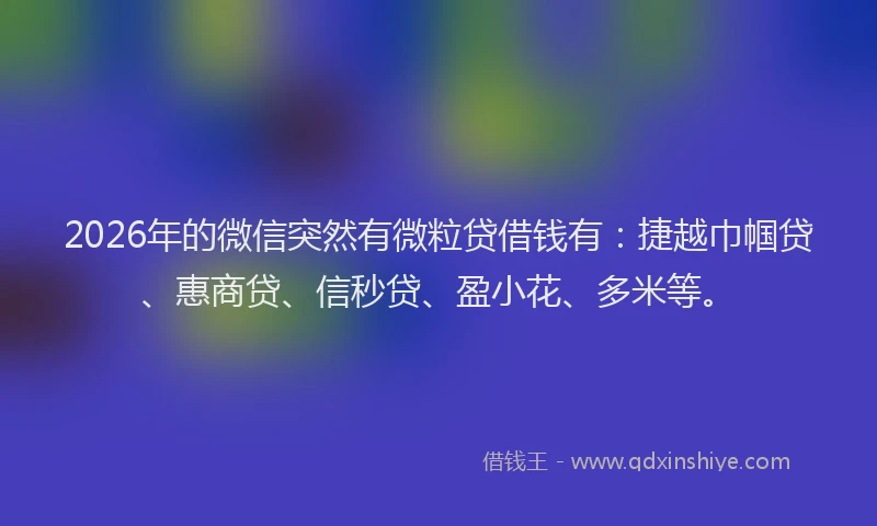 2026年的微信突然有微粒贷借钱有：捷越巾帼贷、惠商贷、信秒贷、盈小花、多米等。